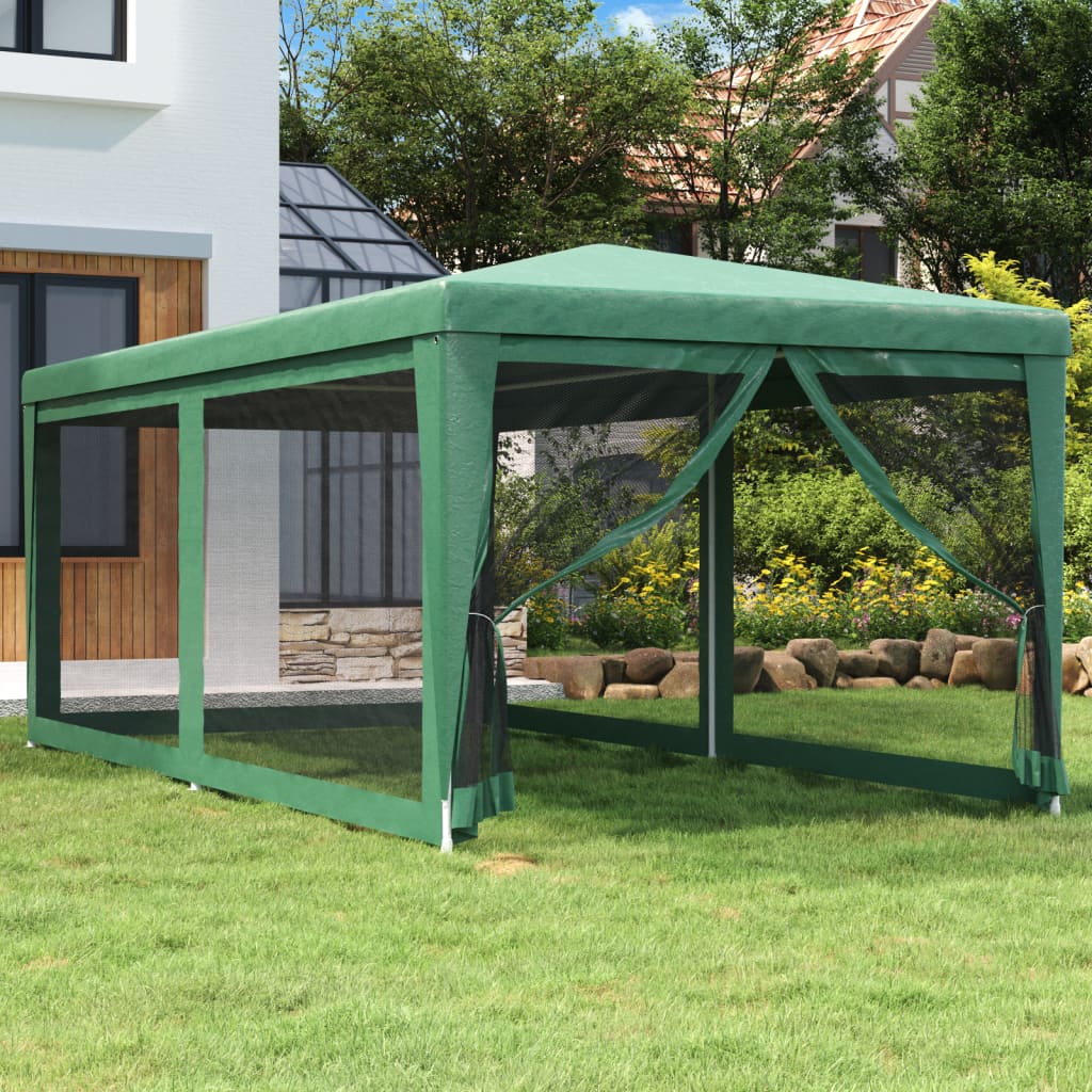 Tenda per Feste con 6 Pareti Laterali in Rete Verde 3x6 m HDPE | homemem39