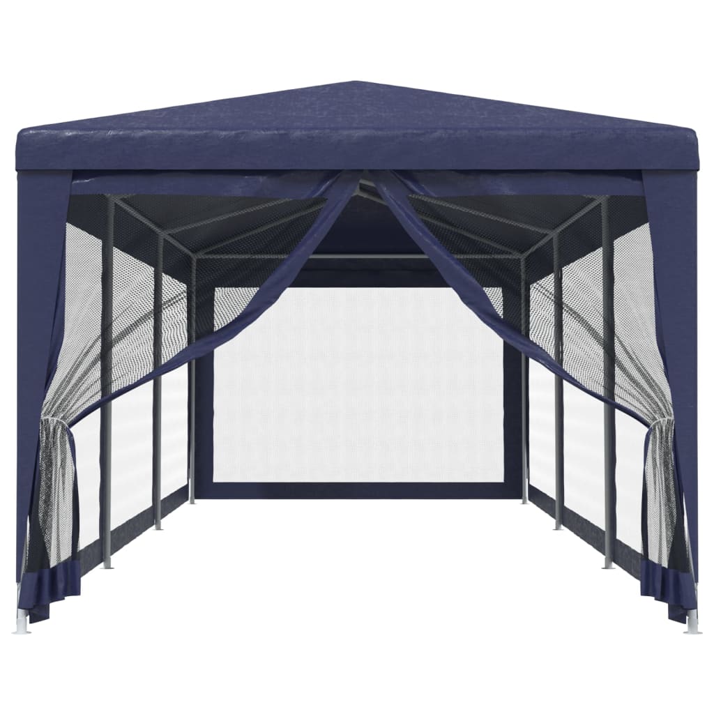 Tenda per Feste con 8 Pareti Laterali in Rete Blu 3x9 m HDPE | homemem39