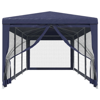Tenda per Feste con 8 Pareti Laterali in Rete Blu 3x9 m HDPE | homemem39