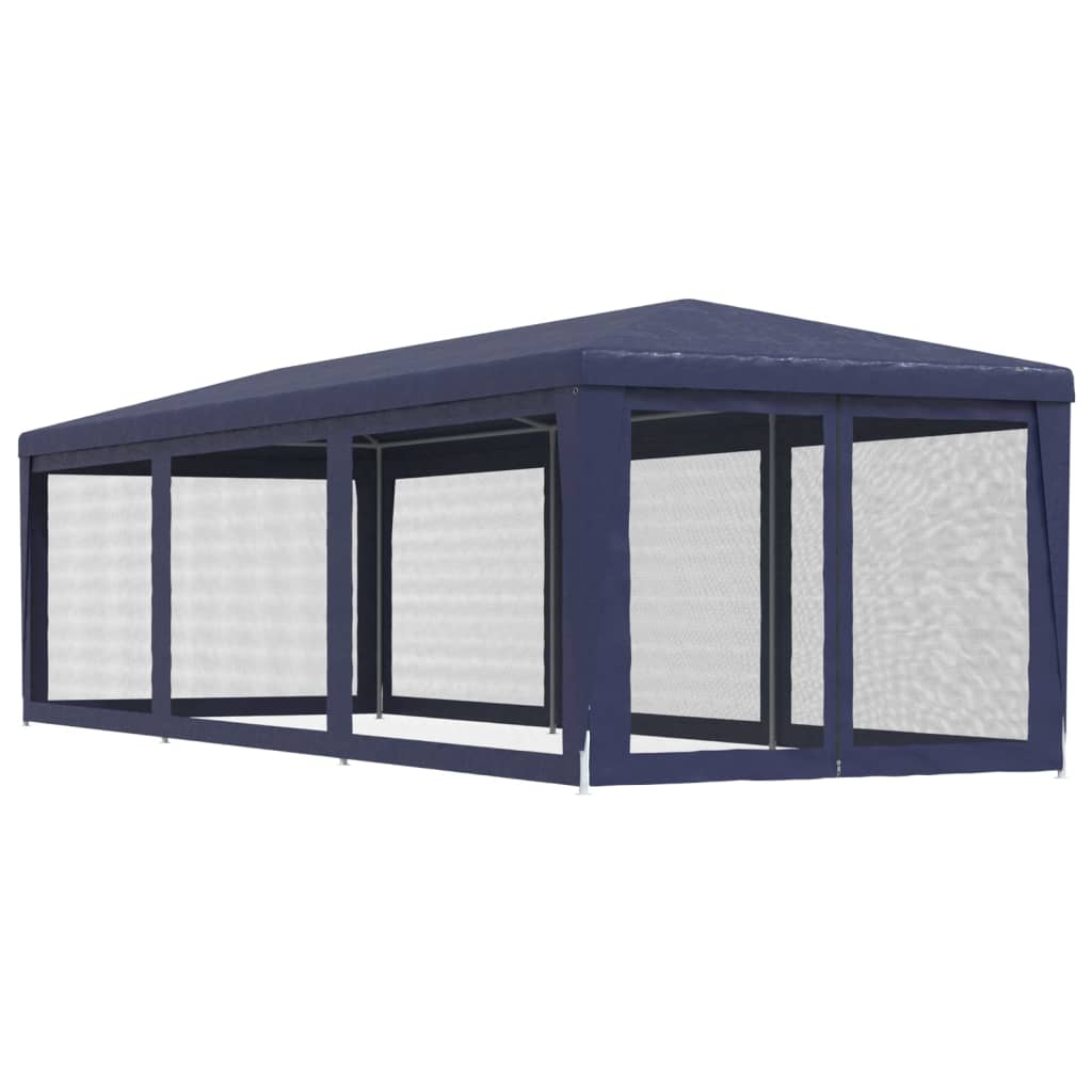 Tenda per Feste con 8 Pareti Laterali in Rete Blu 3x9 m HDPE | homemem39