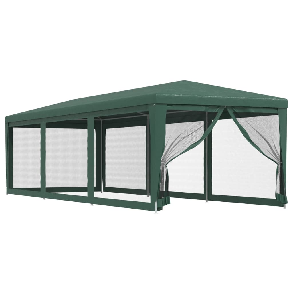 Tenda per Feste con 8 Pareti Laterali in Rete Verde 3x9 m HDPE | homemem39
