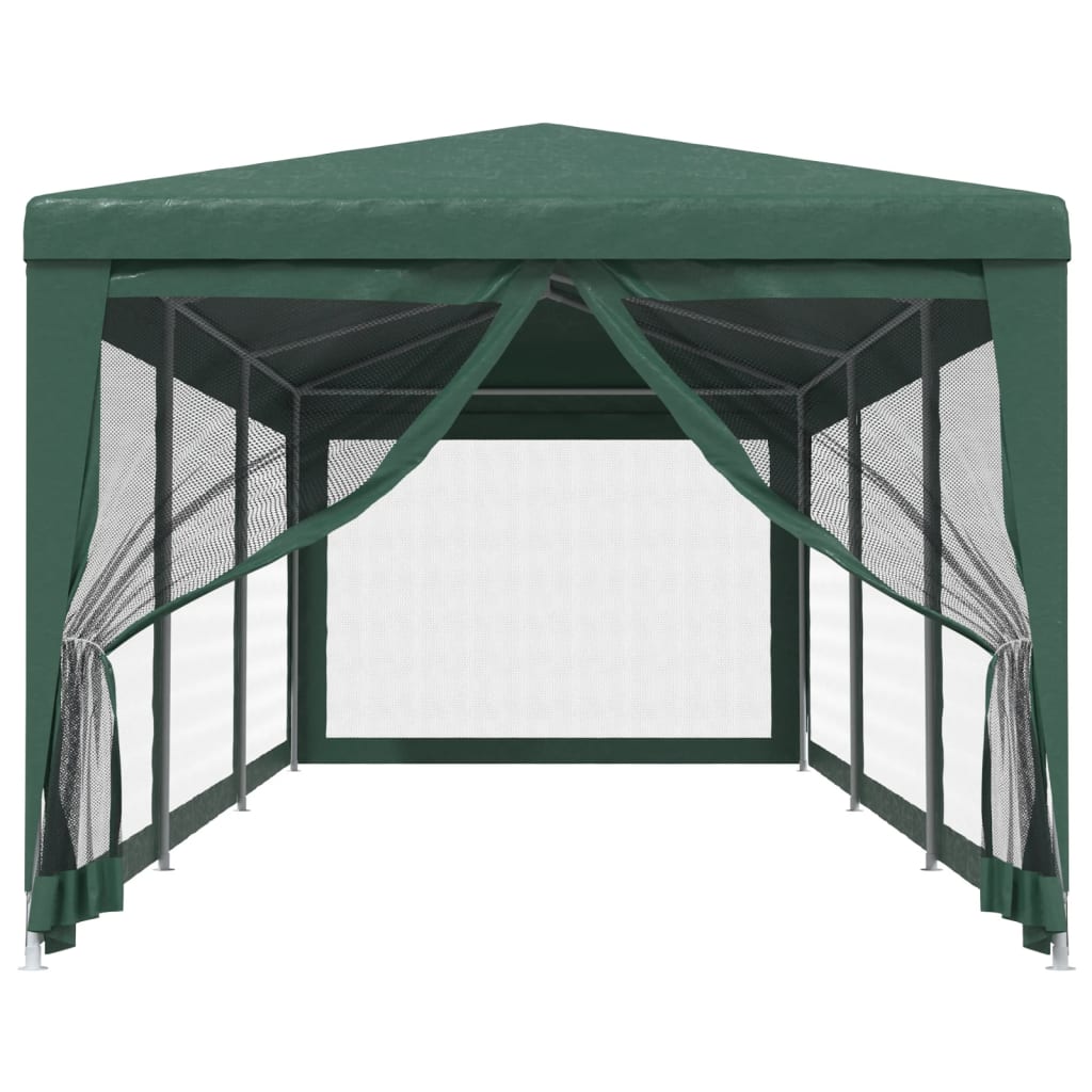 Tenda per Feste con 8 Pareti Laterali in Rete Verde 3x9 m HDPE | homemem39