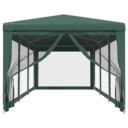 Tenda per Feste con 8 Pareti Laterali in Rete Verde 3x9 m HDPE | homemem39