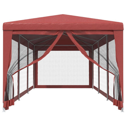 Tenda per Feste con Pareti Laterali in Rete Rossa 3x9 m HDPE | homemem39