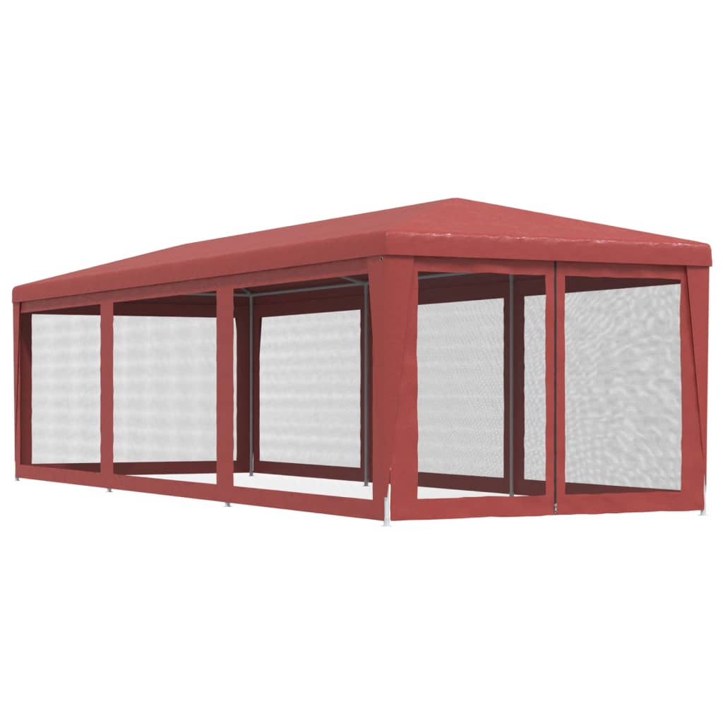 Tenda per Feste con Pareti Laterali in Rete Rossa 3x9 m HDPE | homemem39