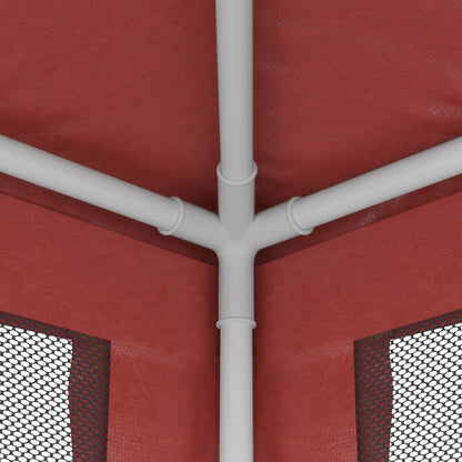 Tenda per Feste con Pareti Laterali in Rete Rossa 3x9 m HDPE