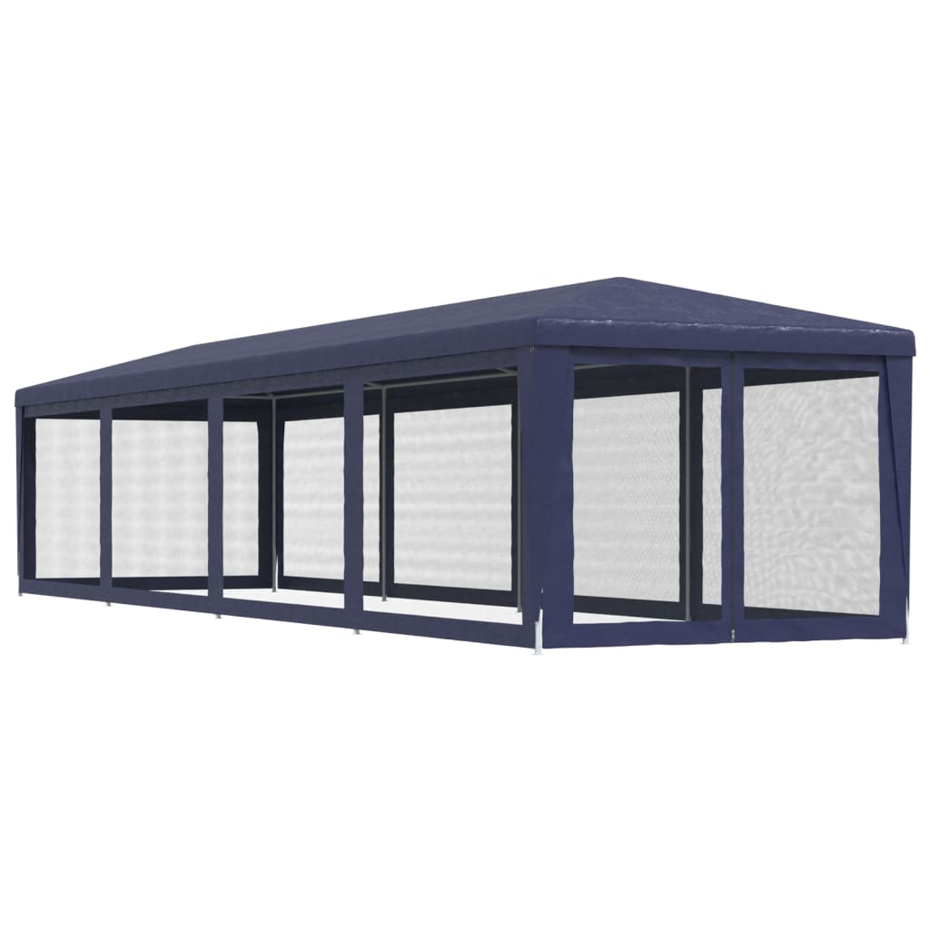 Tenda per Feste con 10 Pareti Laterali in Rete Blu 3x12 m HDPE | homemem39