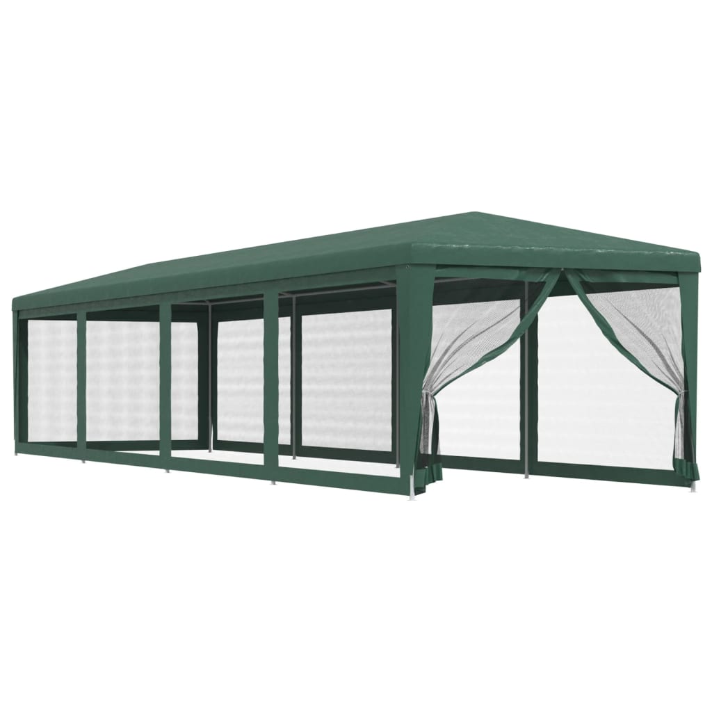 Tenda per Feste con 10 Pareti Laterali in Rete Verde 3x12m HDPE | homemem39