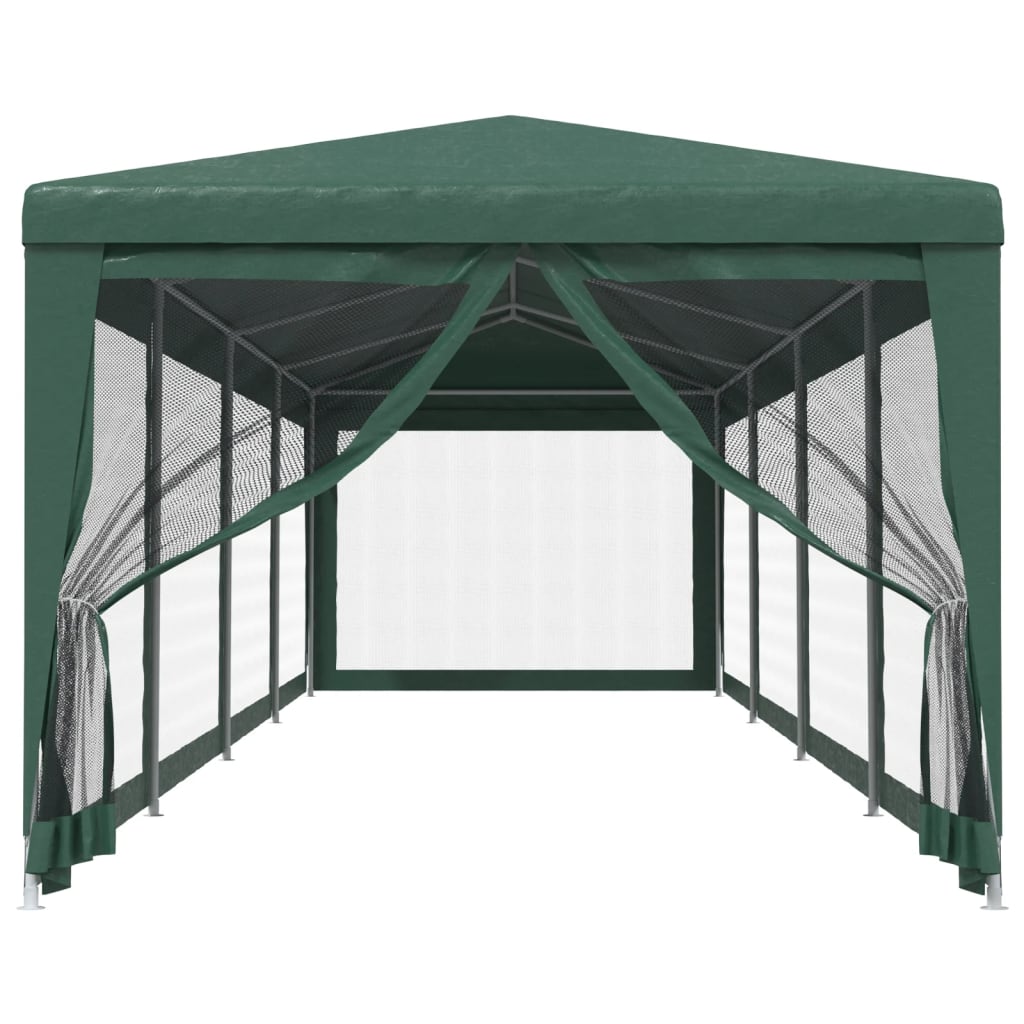 Tenda per Feste con 10 Pareti Laterali in Rete Verde 3x12m HDPE | homemem39