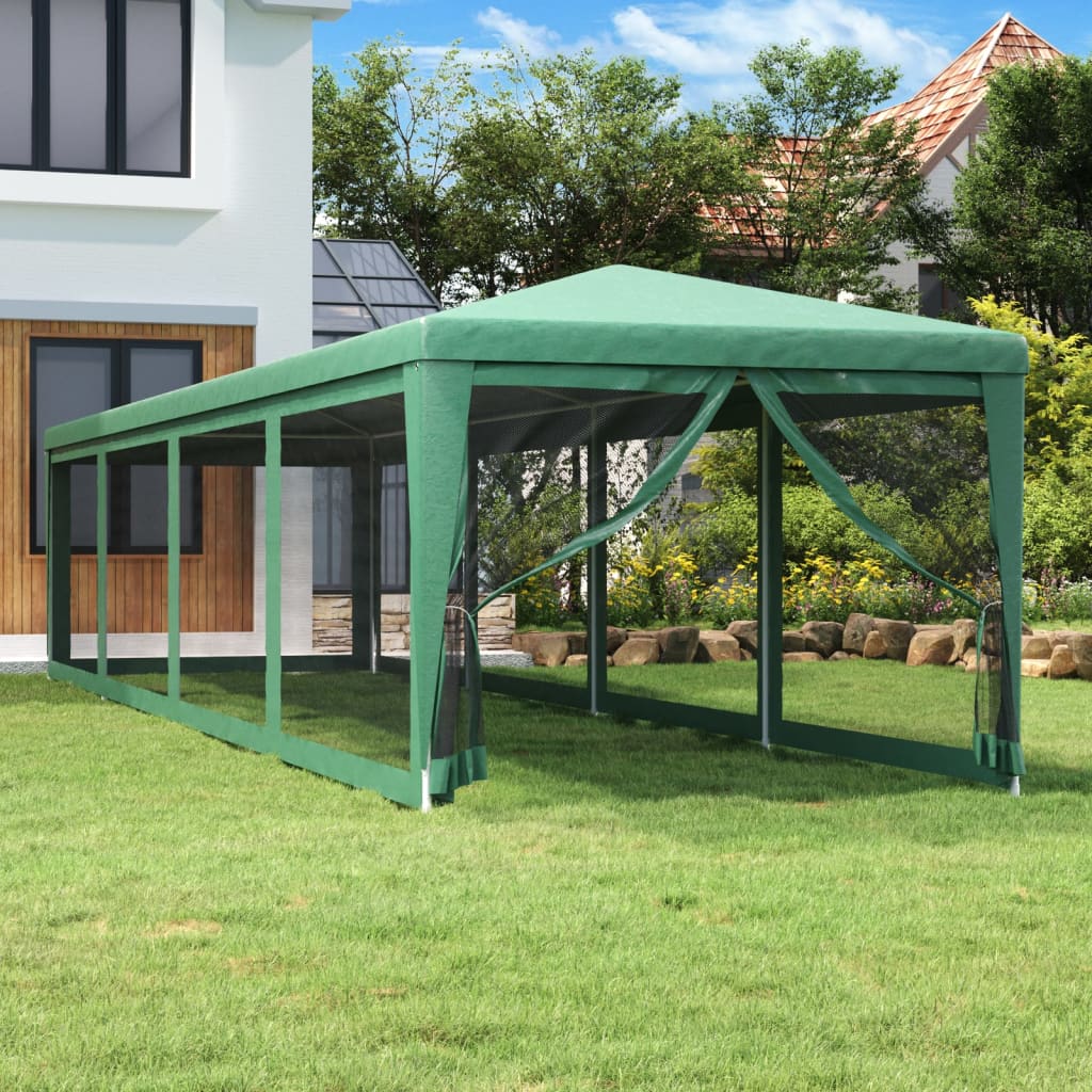 Tenda per Feste con 10 Pareti Laterali in Rete Verde 3x12m HDPE | homemem39