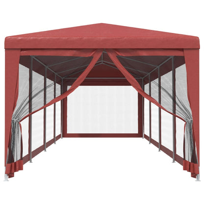 Tenda per Feste con 10 Pareti Laterali in Rete Rossa 3x12m HDPE | homemem39
