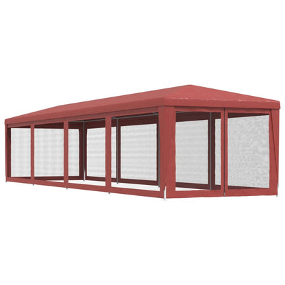 Tenda per Feste con 10 Pareti Laterali in Rete Rossa 3x12m HDPE | homemem39
