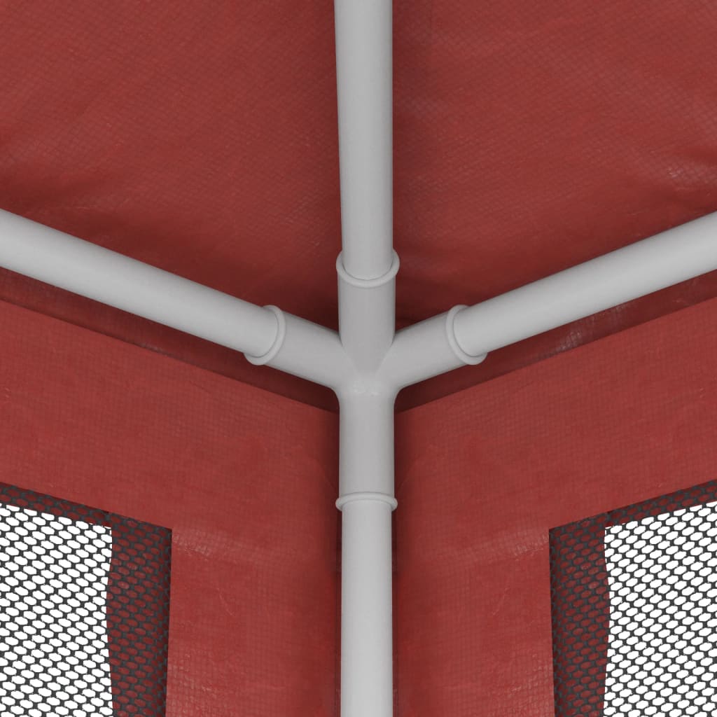 Tenda per Feste con 10 Pareti Laterali in Rete Rossa 3x12m HDPE | homemem39