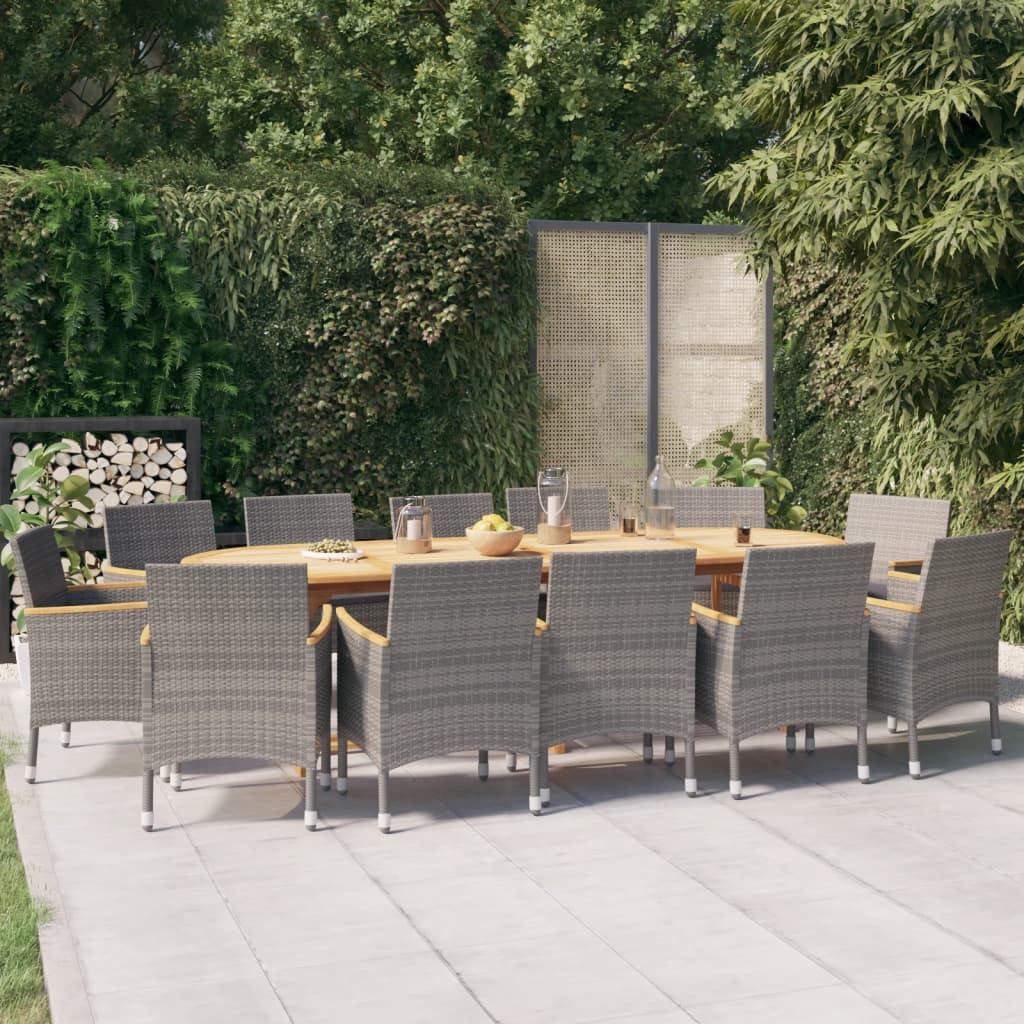 Set da Pranzo per Giardino 13 pz con Cuscini Grigio | homemem39