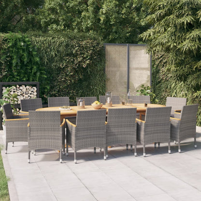 Set da Pranzo per Giardino 13 pz con Cuscini Grigio | homemem39