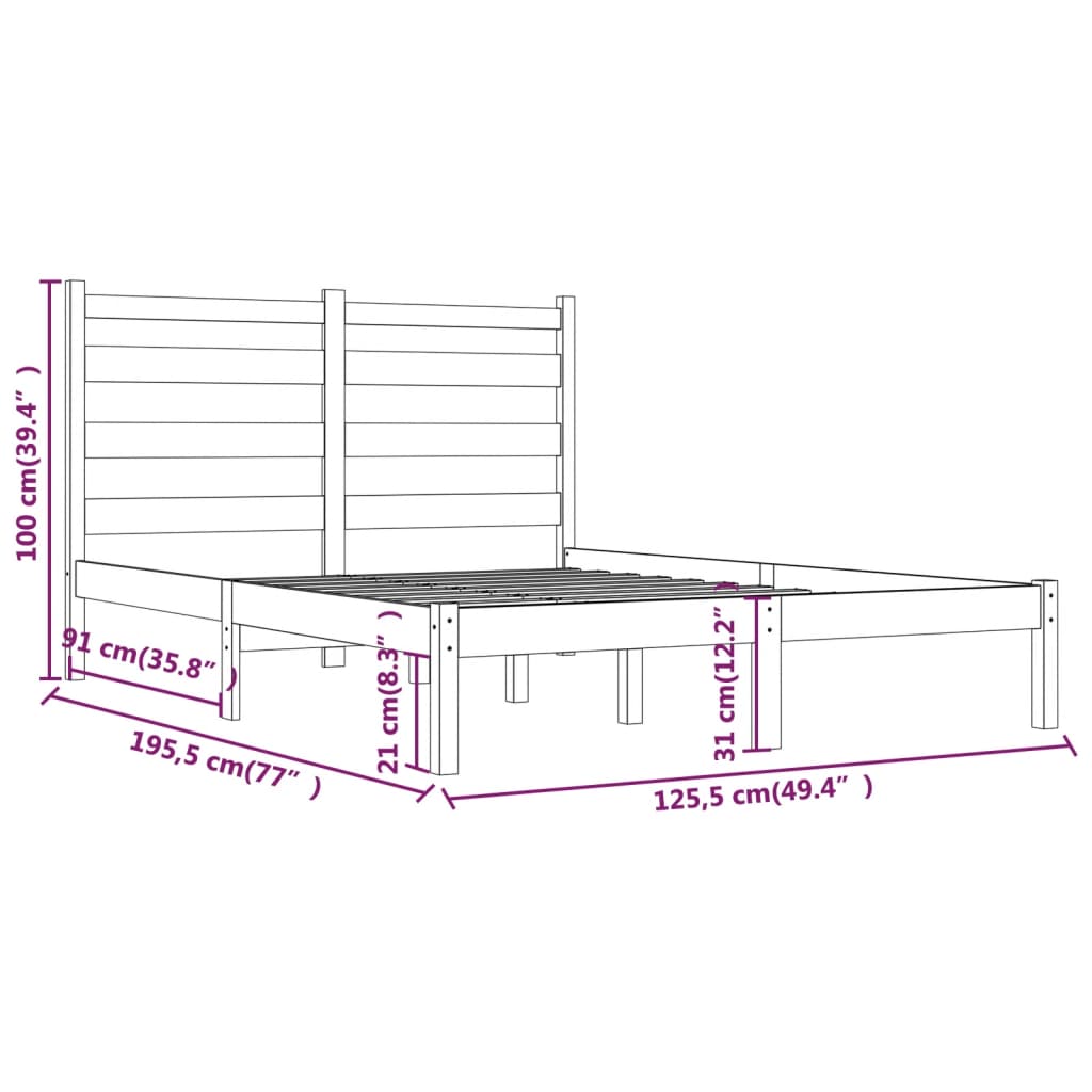 Giroletto Miele in Legno Massello 120x190 cm Small Double