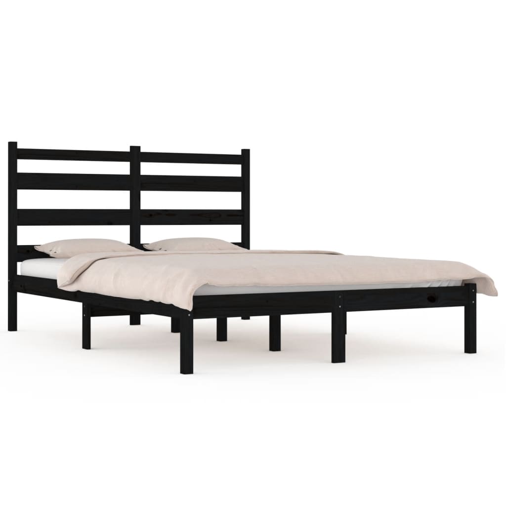 Giroletto Nero in Legno Massello di Pino 140x190 cm | homemem39