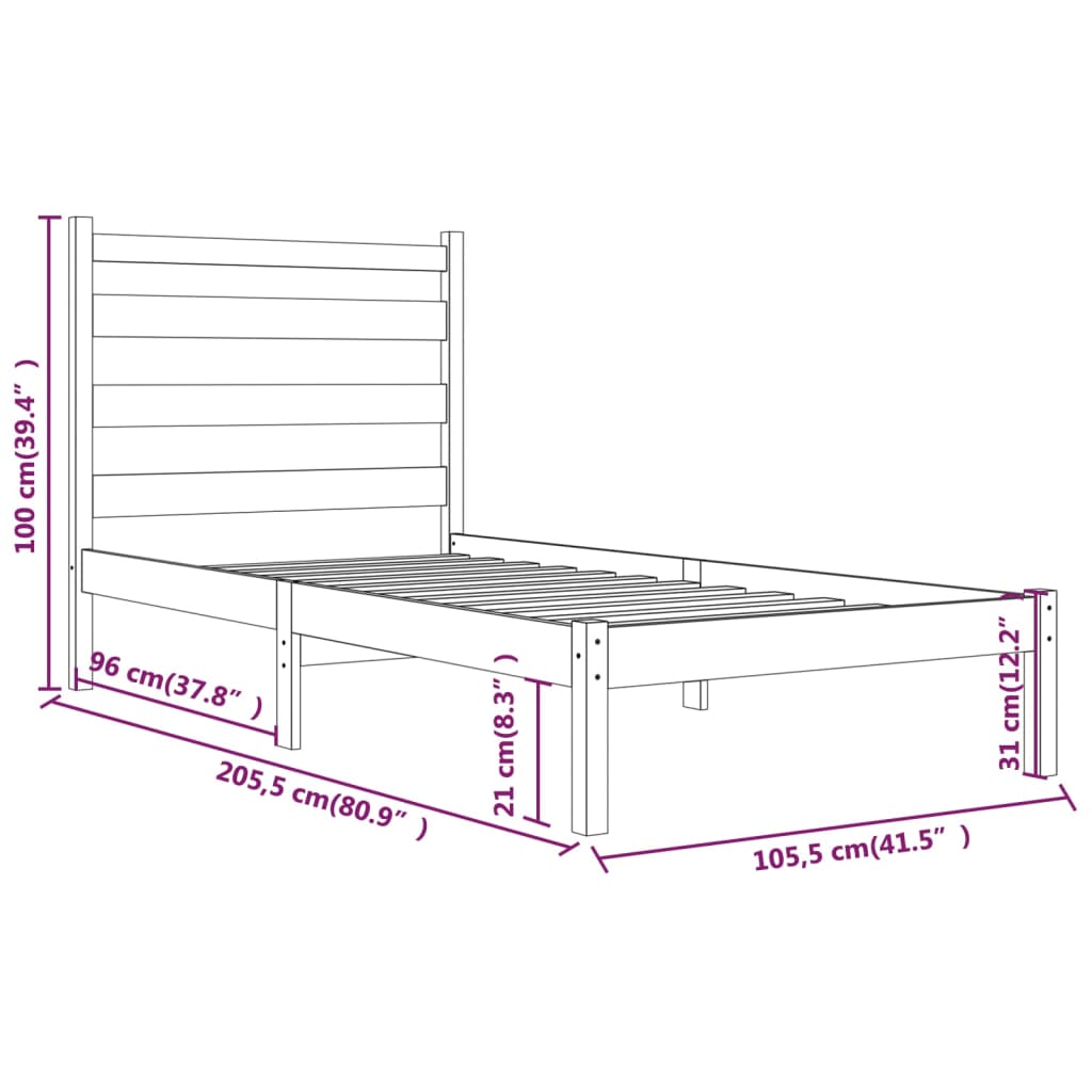 Giroletto Bianco in Legno Massello di Pino 100x200 cm | homemem39