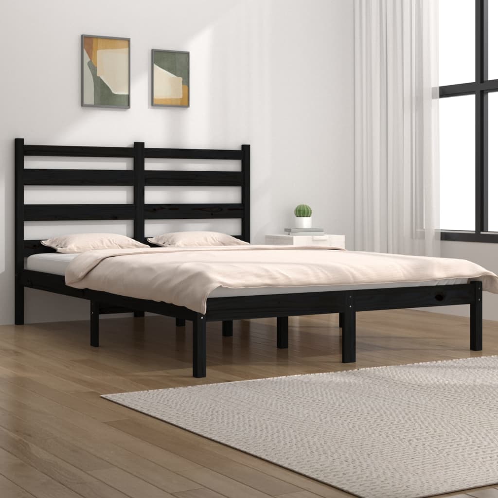 Giroletto Nero in Legno Massello di Pino 200x200 cm | homemem39