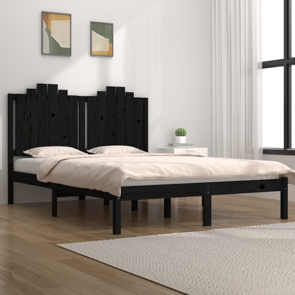 Giroletto Nero in Legno Massello di Pino 140x190 cm | homemem39