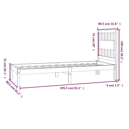 Giroletto in Legno Massello Bianco 75x190 cm Small Single | homemem39