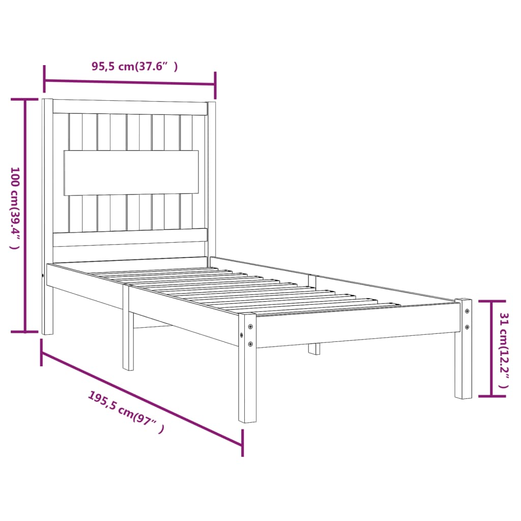 Giroletto in Legno Massello di Pino 90x190 cm Single | homemem39
