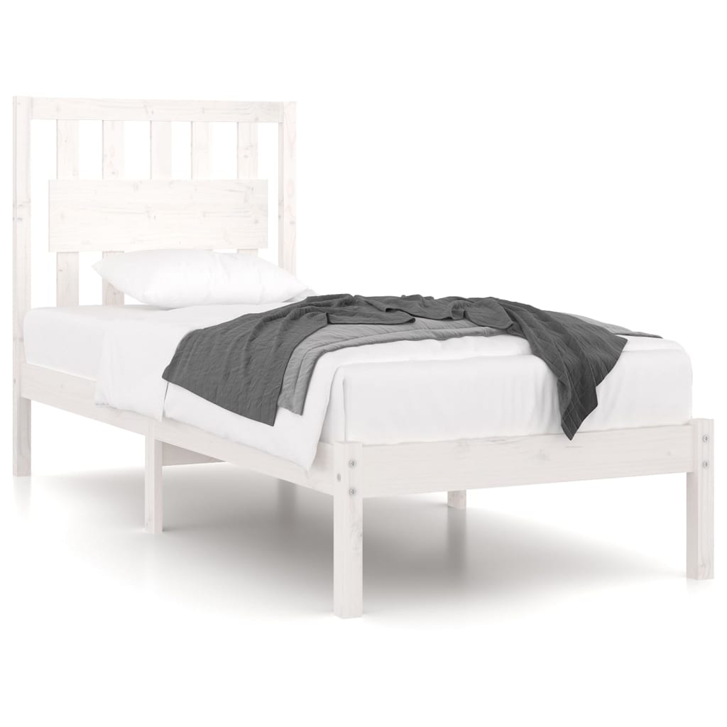 Giroletto Bianco in Legno Massello di Pino 90x190 cm Single | homemem39