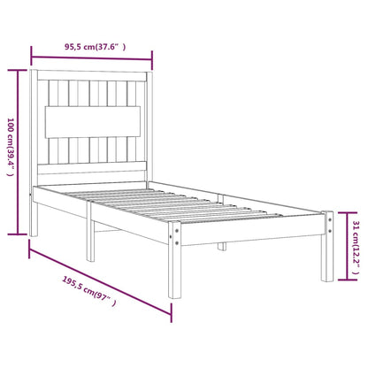 Giroletto Bianco in Legno Massello di Pino 90x190 cm Single | homemem39
