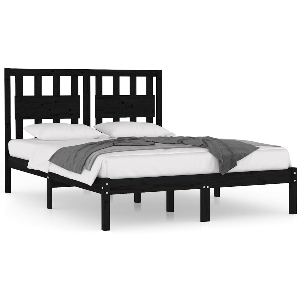 Giroletto Nero in Legno Massello di Pino 140x190 cm | homemem39