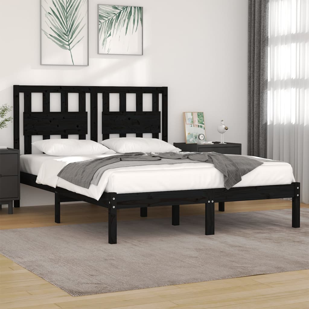 Giroletto Nero in Legno Massello di Pino 140x190 cm | homemem39