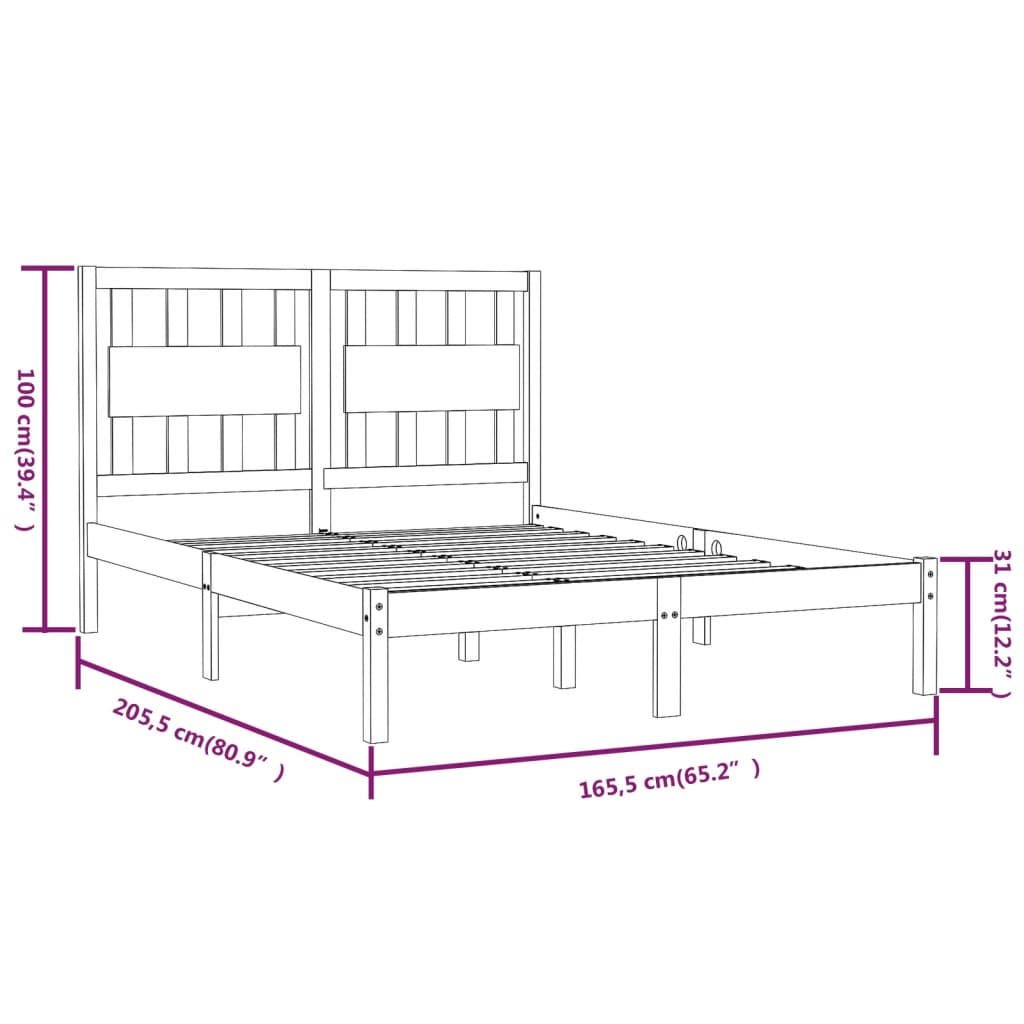 Giroletto Bianco in Legno Massello di Pino 160x200 cm | homemem39