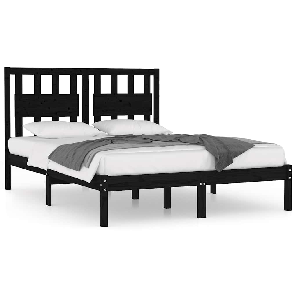 Giroletto Nero in Legno Massello di Pino 200x200 cm | homemem39