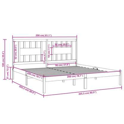 Giroletto Grigio in Legno Massello di Pino 200x200 cm | homemem39