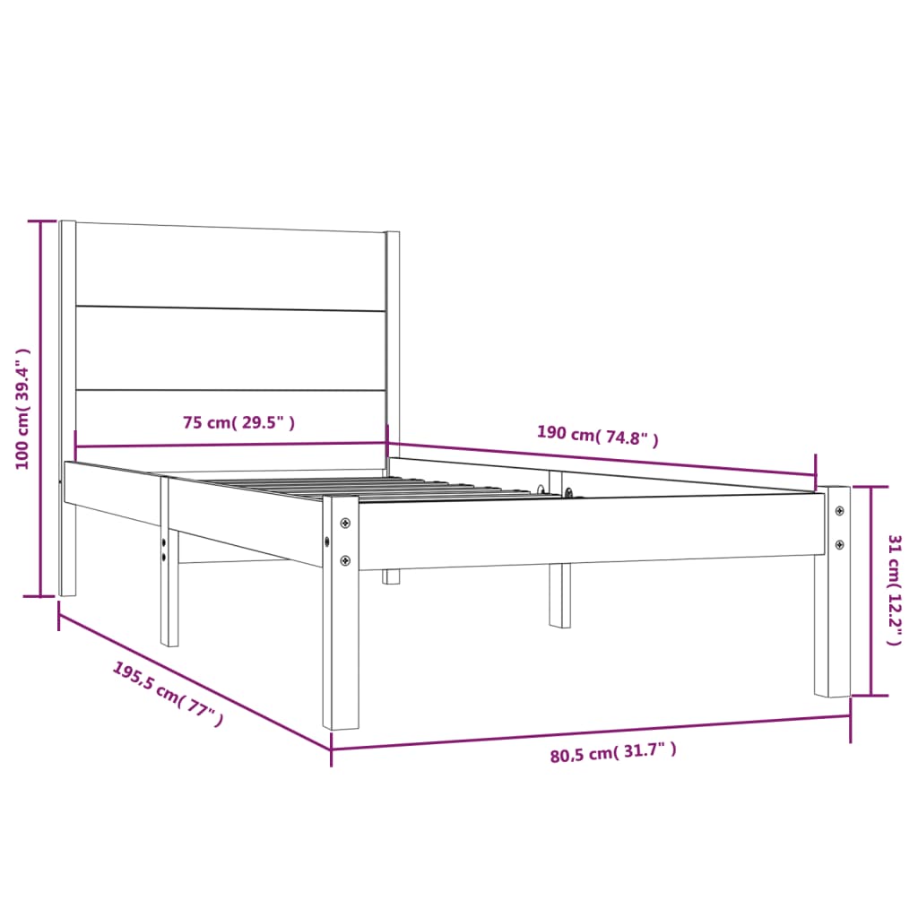 Giroletto in Legno Massello 75x190 cm Small Single | homemem39