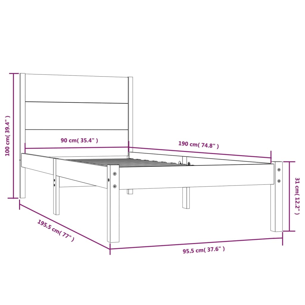 Giroletto in Legno Massello 90x190 cm Single | homemem39