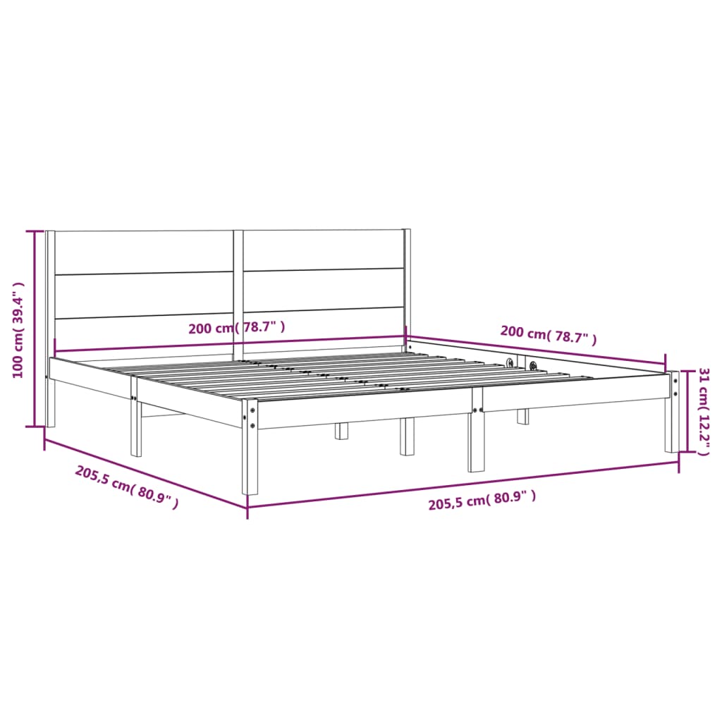 Giroletto senza Materasso 200x200 cm in Legno Massello di Pino | homemem39
