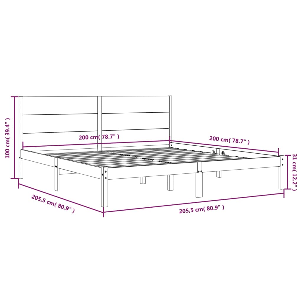 Giroletto senza Materasso Bianco 200x200 cm Legno Massello Pino | homemem39