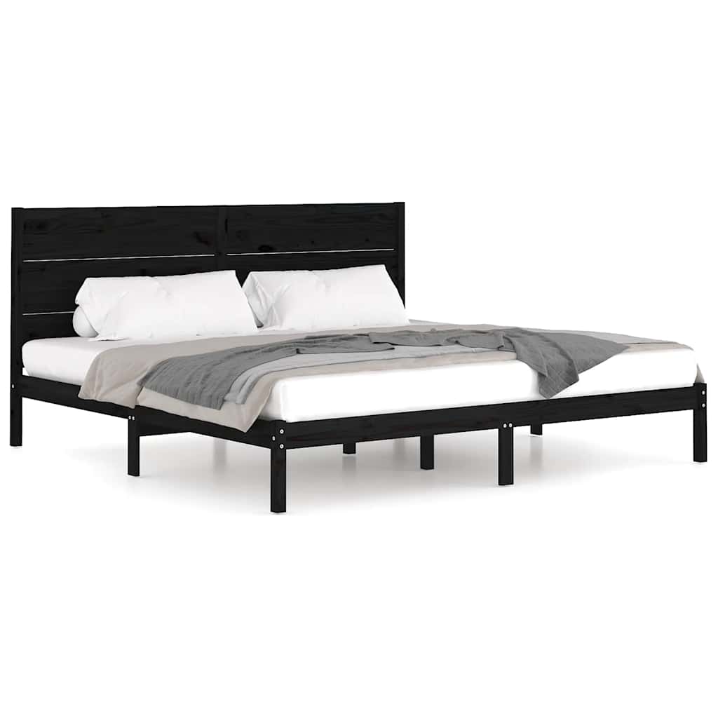 Giroletto Nero in Legno Massello di Pino 200x200 cm | homemem39