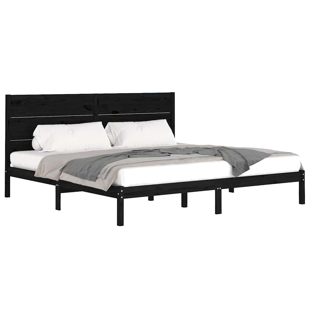 Giroletto Nero in Legno Massello di Pino 200x200 cm | homemem39