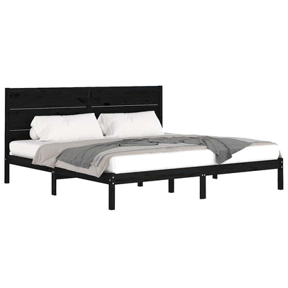 Giroletto Nero in Legno Massello di Pino 200x200 cm | homemem39
