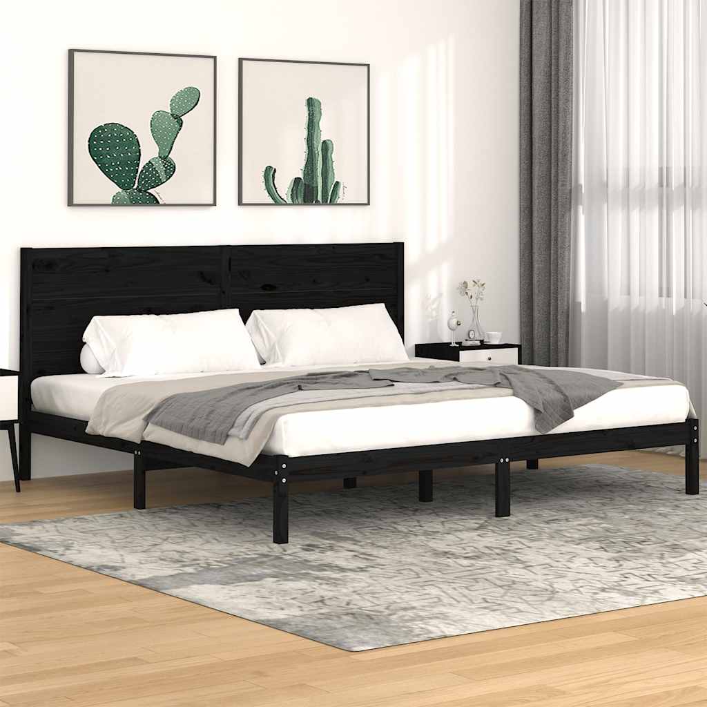 Giroletto Nero in Legno Massello di Pino 200x200 cm | homemem39