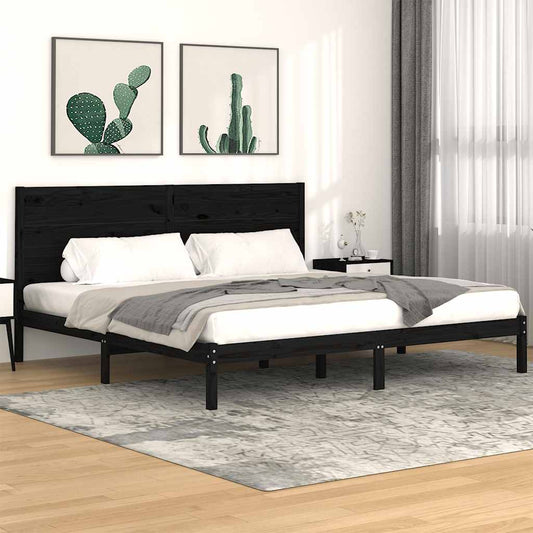 Giroletto Nero in Legno Massello di Pino 200x200 cm | homemem39
