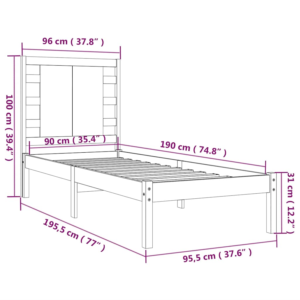 Giroletto in Legno Massello 90x190 cm Single | homemem39