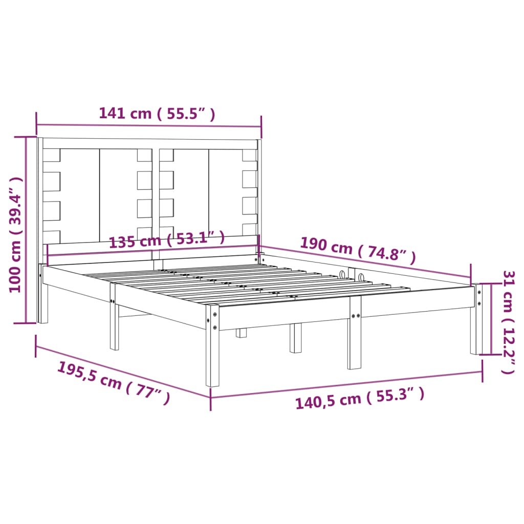 Giroletto Bianco in Legno Massello 135x190 cm Double