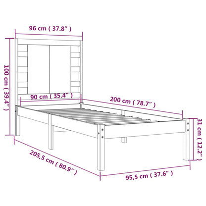 Giroletto senza Materasso 90x200 cm in Legno Massello di Pino | homemem39