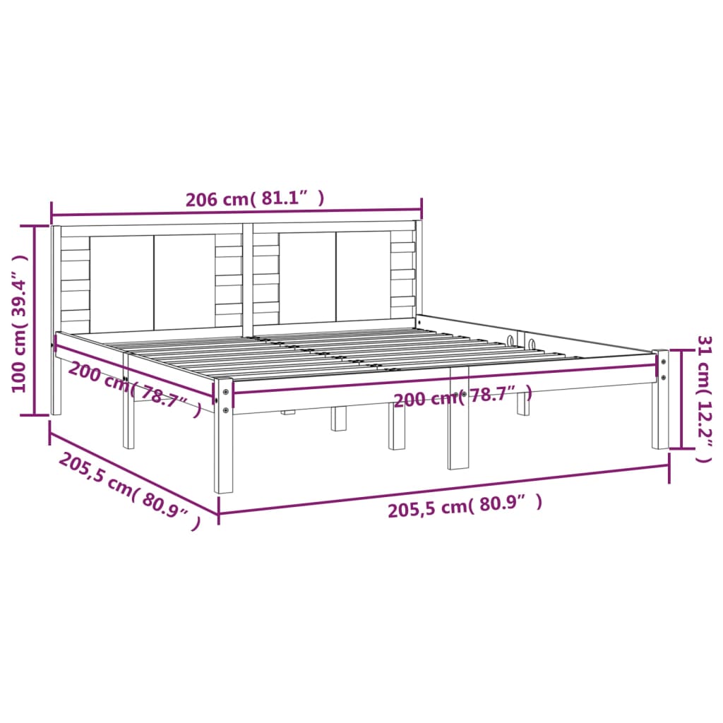 Giroletto Grigio in Legno Massello di Pino 200x200 cm | homemem39