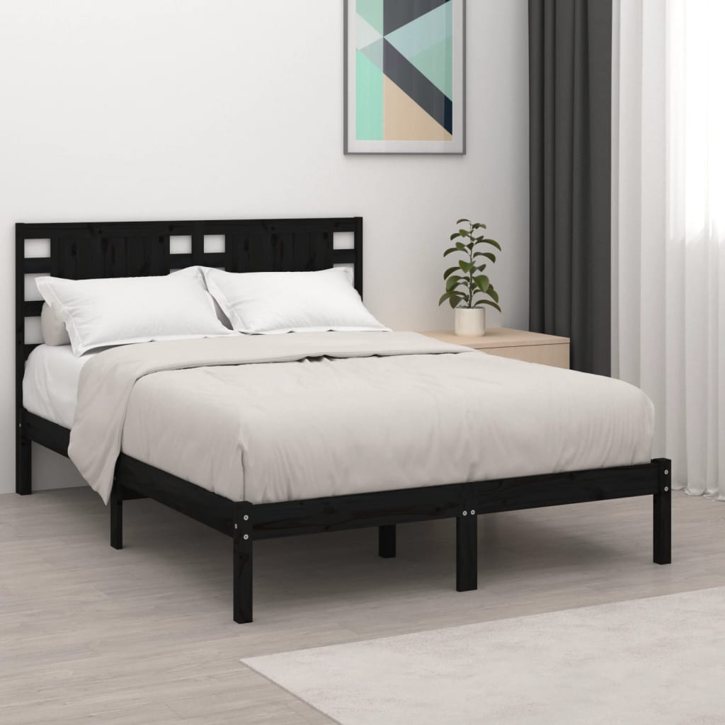 Giroletto Nero in Legno Massello di Pino 200x200 cm | homemem39