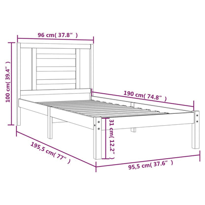 Letto senza Materasso 90x190 cm in Legno Massello di Pino | homemem39