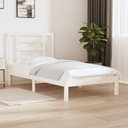 Letto senza Materasso Bianco 90x190 cm in Legno Massello Pino | homemem39