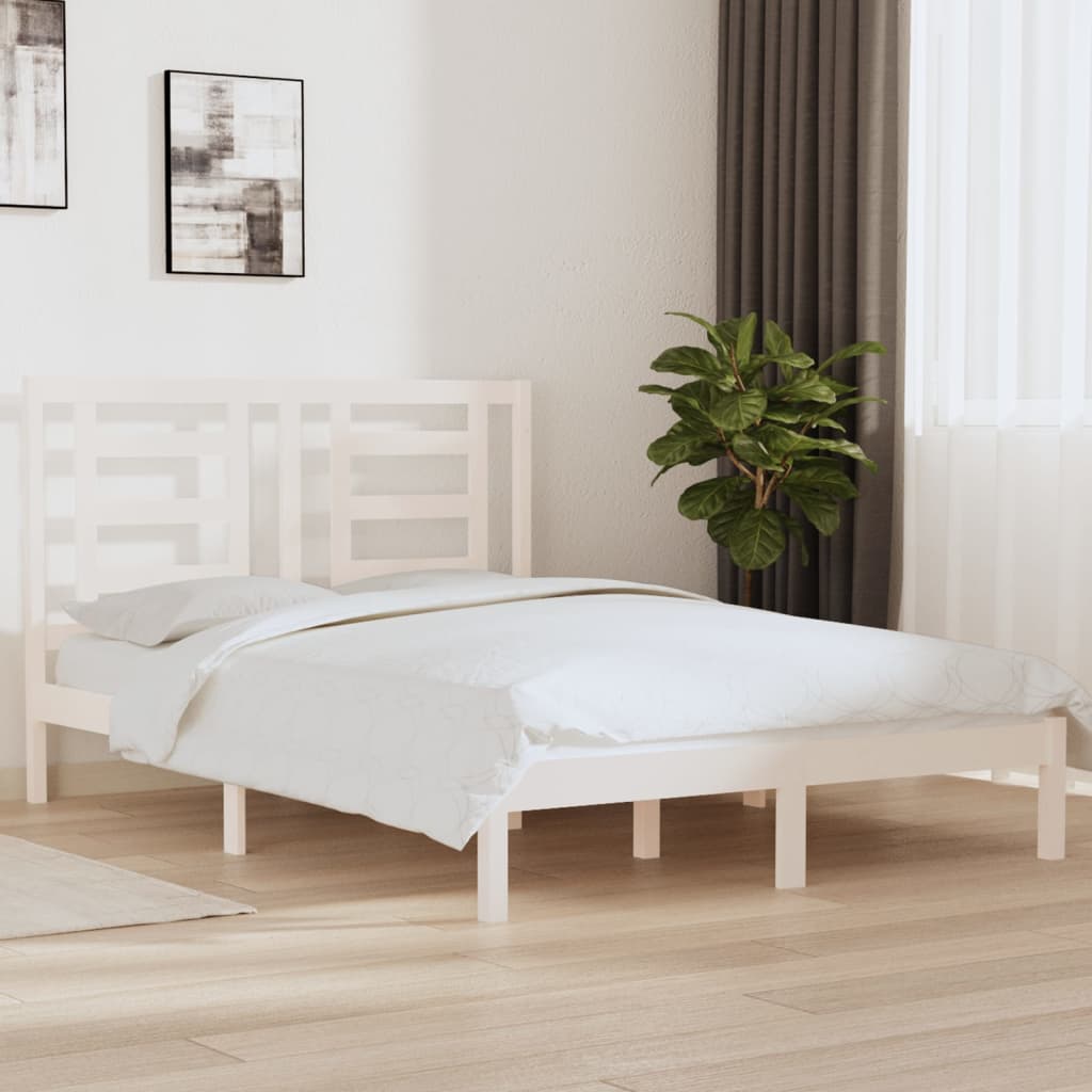 Letto senza Materasso Bianco 140x190 cm Legno Massello di Pino | homemem39